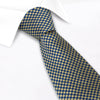 Gold & Navy Diamond Gridded Silk Tie