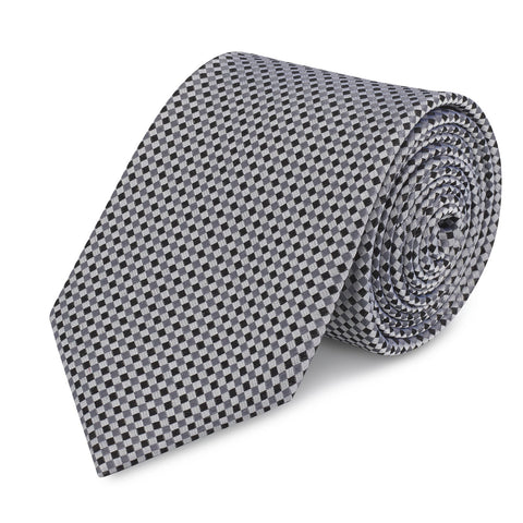 Black & Grey Diamond Gridded Silk Tie