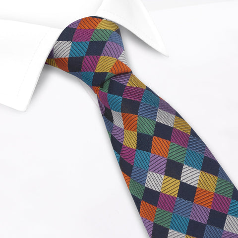 Multi Colour Check Luxury Woven Silk Tie