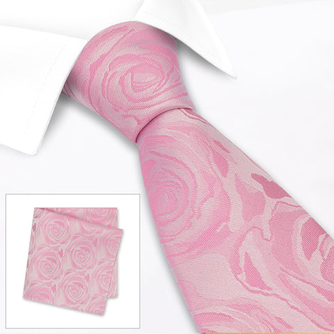 Fuchsia Rose Luxury Woven Silk Tie & Handkerchief Set