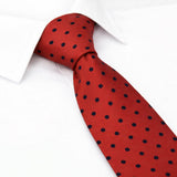 Red Silk Tie With Black Polka Dots