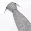 Silver Paisley Woven Silk Tie