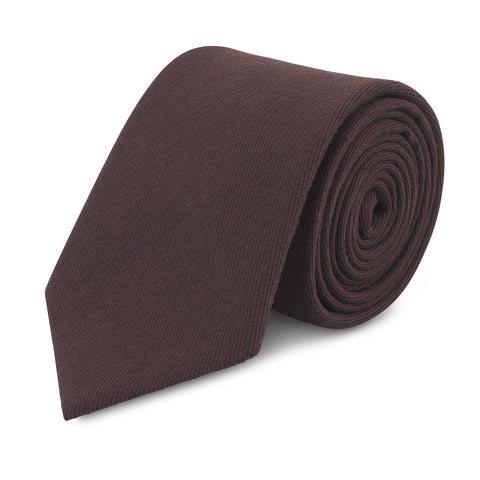 Plain Dark Brown Wool Mix Tie