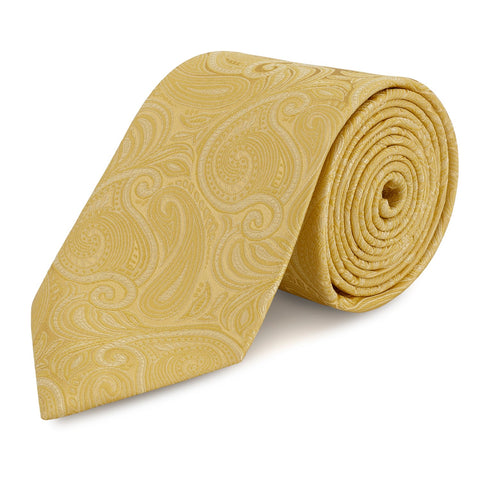 Gold Paisley Woven Silk Tie