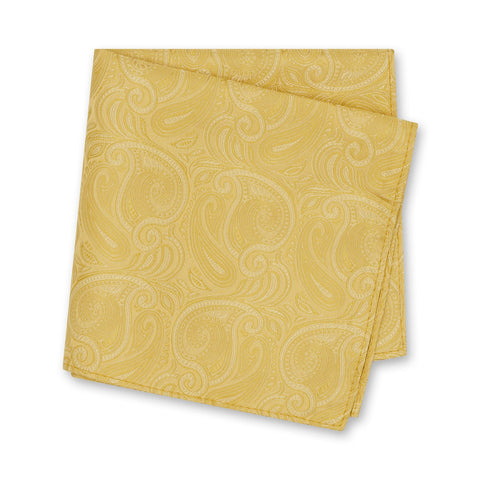 Gold Paisley Woven Silk Handkerchief