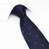 Navy & Orange Textured Spot Woven Silk Tie