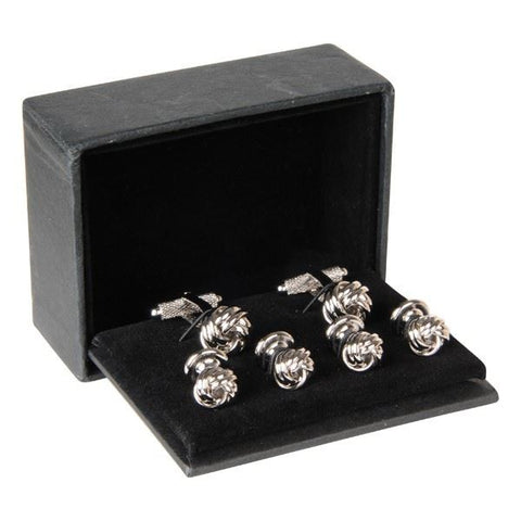 Silver Knot Cufflinks And Dress Studs Gift Set