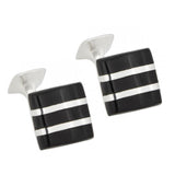 Sterling Silver Onyx Wave Cufflinks