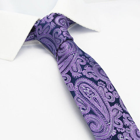 Purple Paisley Luxury Slim Silk Tie