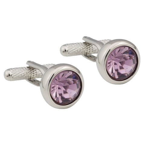 Large Pink Crystal Cufflinks
