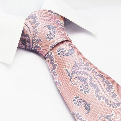 Pink Luxury Paisley Leaf Silk Tie