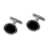 Sterling Silver Onyx Oval Cufflinks