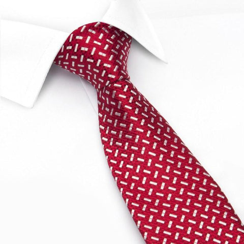 Red & White Textured Dash Silk Tie