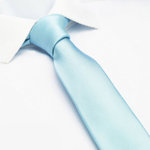 Plain Sky Blue Slim Silk Tie