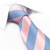 Pink & Blue Woven Striped Silk Tie