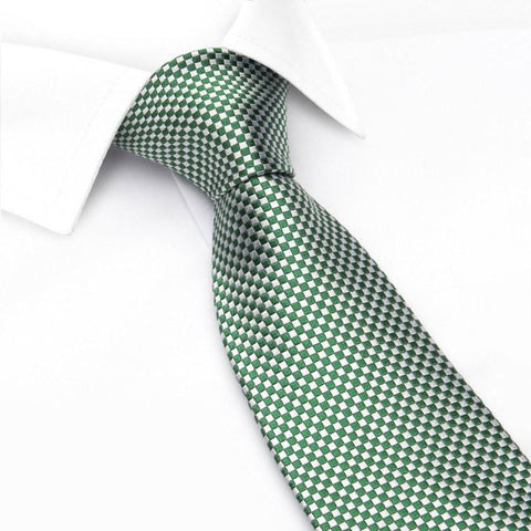 Green & Silver Micro Square Woven Silk Tie