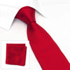 Dark Red Silk Plain Classic Textured Tie & Handkerchief Set