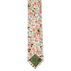 White Printed Floral Cotton Slim Tie