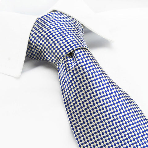 Gold & Navy Diamond Gridded Silk Tie