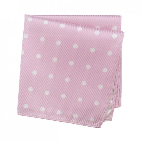 Pink Silk Handkerchief With White Polka Dots