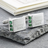 Green Crystal Wedge Cufflinks (Engraved)