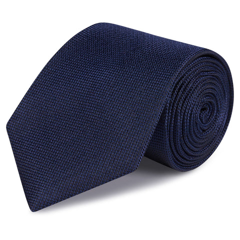 Navy Silk Plain Classic Textured Tie