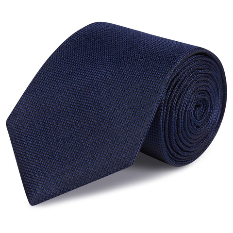 Navy Silk Plain Classic Textured Tie