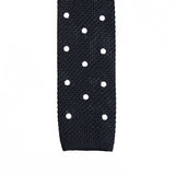 Black Polka Dot Knitted Square Cut Tie