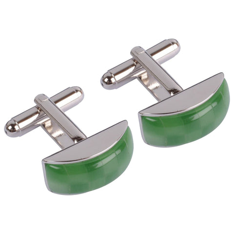 Green Chequered Bridged Cufflinks