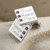 Amethyst Swarvoski Crystal Square Cufflinks (Engraved)