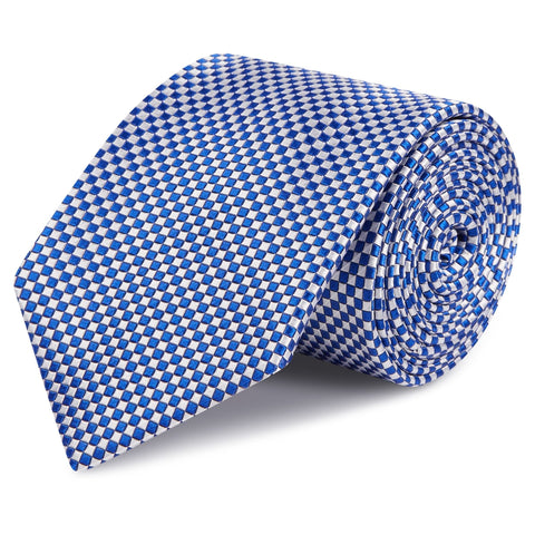 Blue & White Micro Square Woven Silk Tie