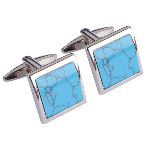 Turquoise stone square cufflinks