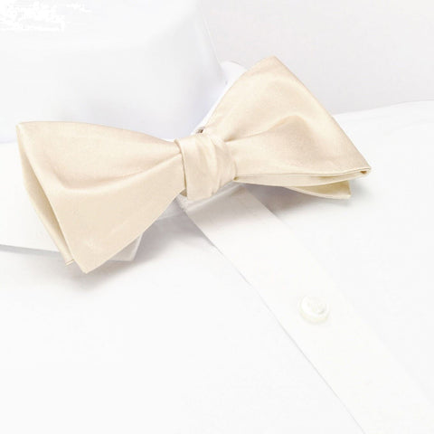 Self-Tie Plain Ivory Silk Bow Tie