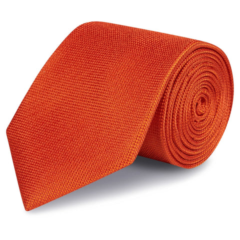Burnt Orange Silk Plain Classic Textured Tie