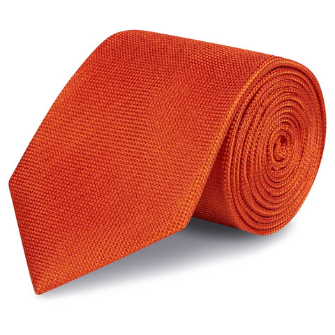 Burnt Orange Silk Plain Classic Textured Tie