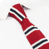 Red Club Stripe Knitted Square Cut Tie
