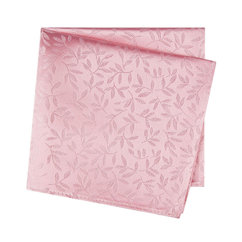 Pink Jacquard Leaf Silk Handkerchief