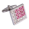 Square Pink and White Crystal Cufflinks