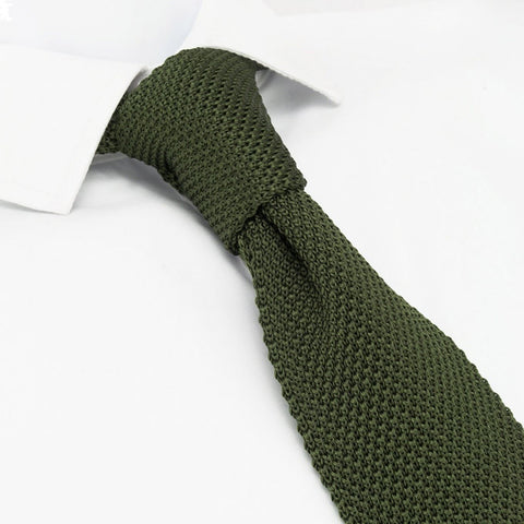 Country Green Knitted Square Cut Silk Tie
