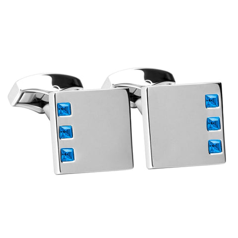 Sapphire Swarovski Crystal Square Cufflinks