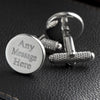 Engraved Cufflinks, Silver Plated Circle