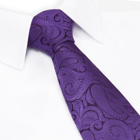 Purple Paisley Woven Silk Tie