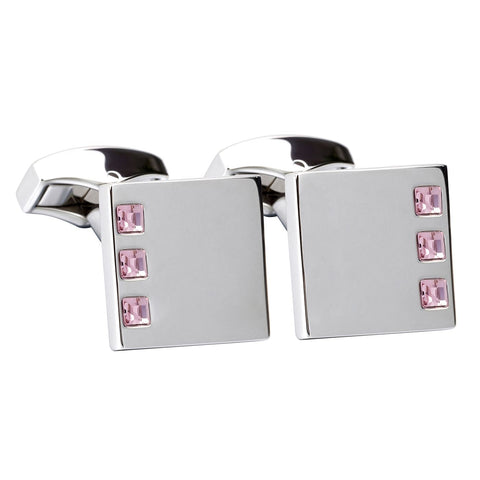 Light Pink Swarovski Crystal Square Cufflinks