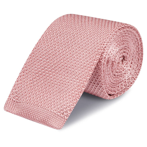 Pastel Pink Knitted Square Cut Silk Tie