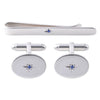 Sterling Silver Sapphire Tie Slide & Cufflink Set