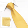 Pale Gold Silk Plain Classic Textured Tie & Handkerchief Set