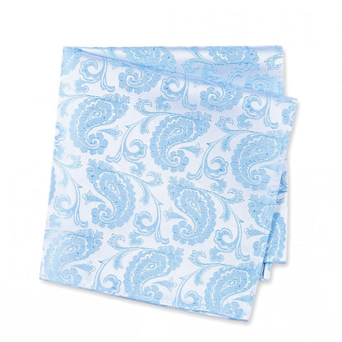 Classic Pastel Blue Paisley Silk Handkerchief
