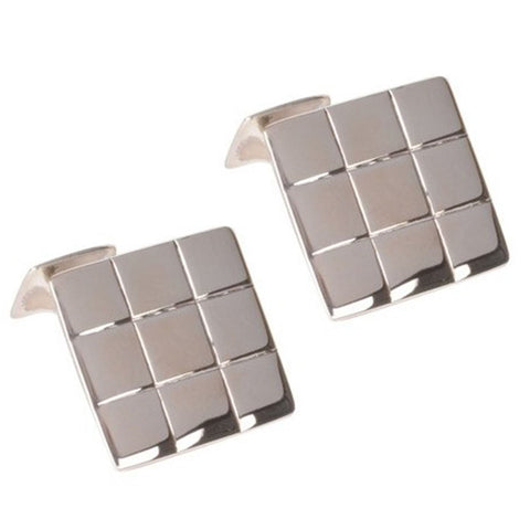 Sterling Silver Square Grid Cufflinks