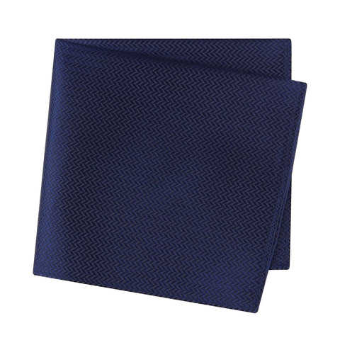 Navy Herringbone Silk Handkerchief