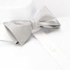 Self-Tie Plain Silver Silk Bow Tie